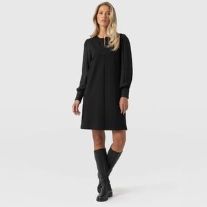 Saint + Sofia Esme Zip Up Shift Dress Black NWT